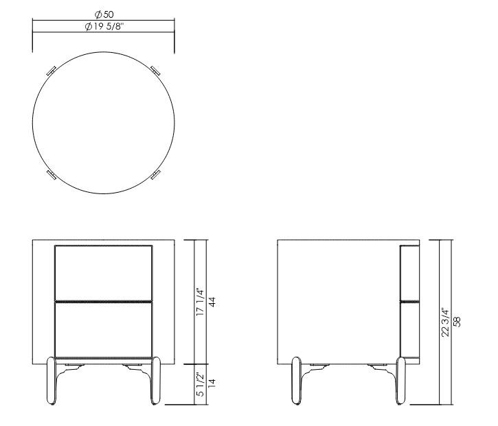 MESITA DE NOCHE CON DOS CAJONES NOLA