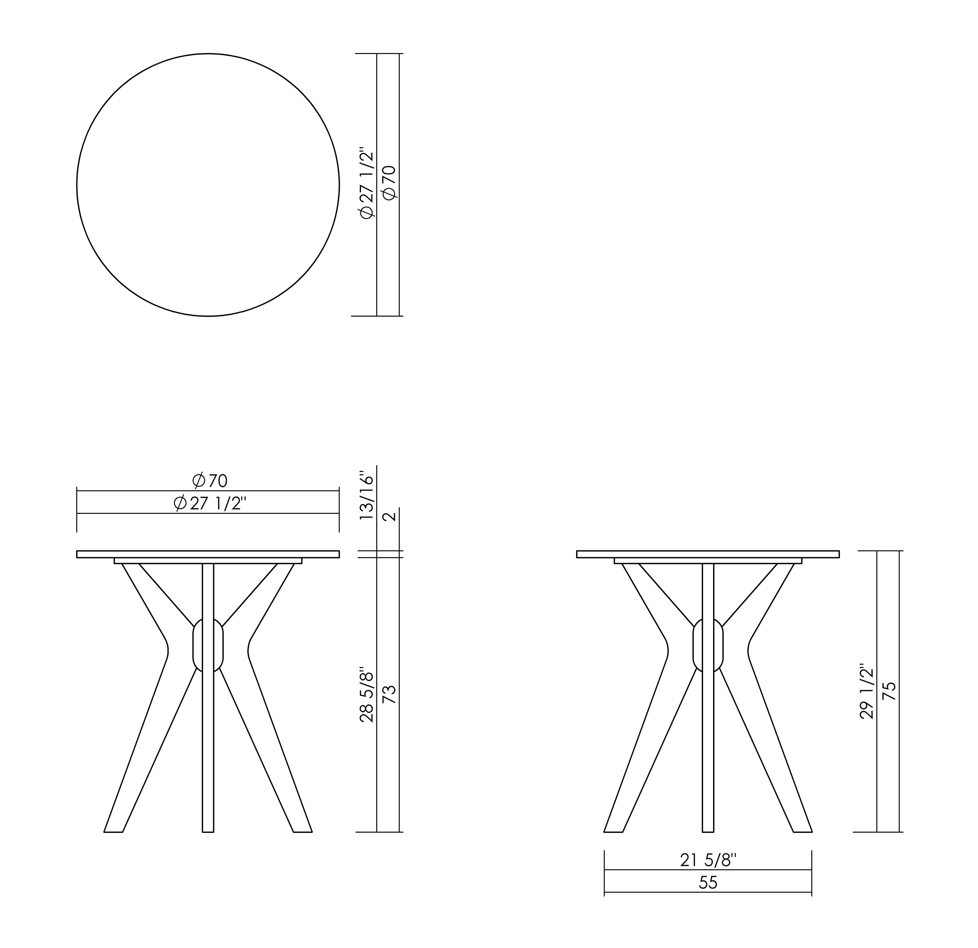 MESA COMEDOR D70 CM TOPE PIEDRA VITRUVIO