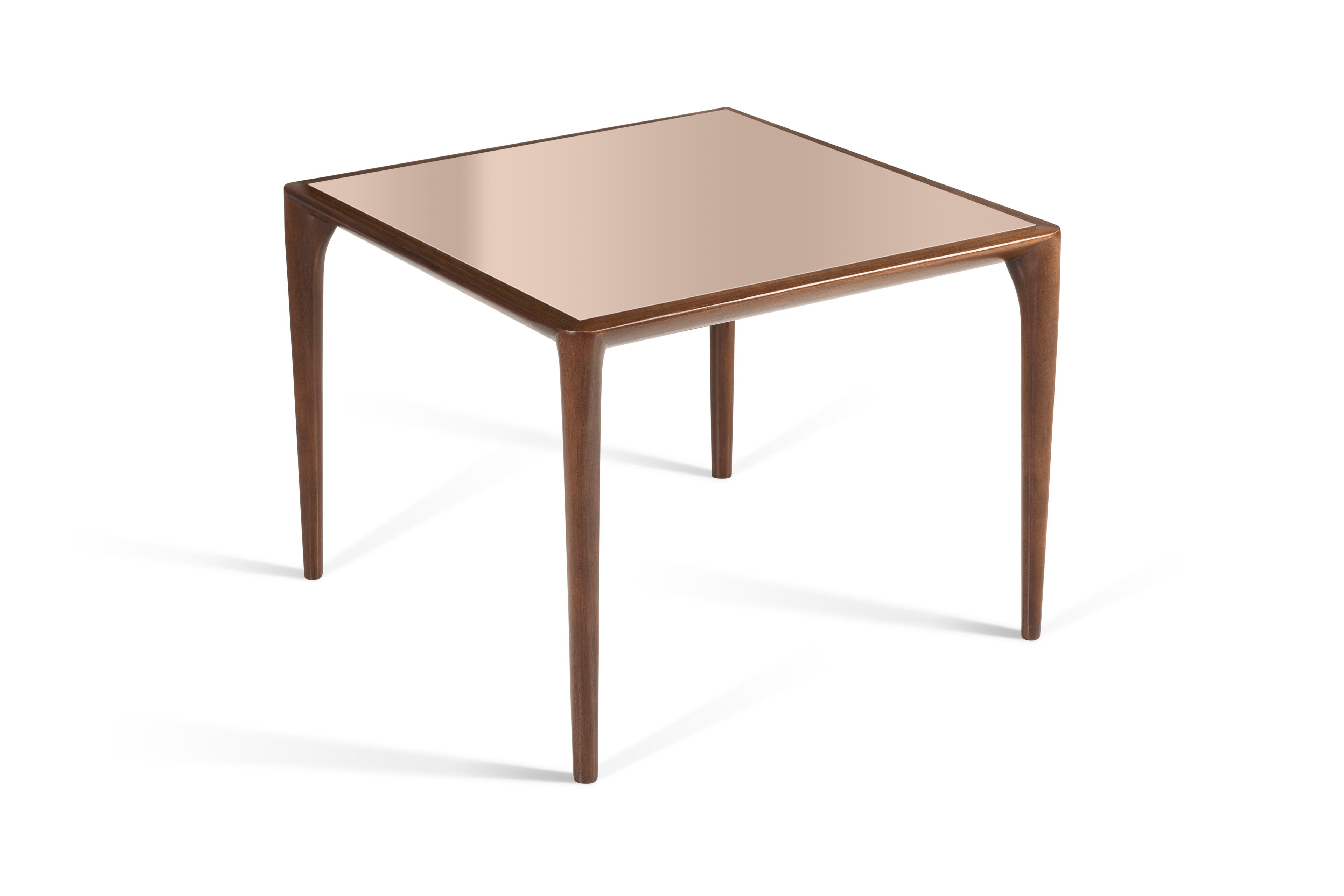 MESA LATERAL TOPE ESPEJO MOGANO