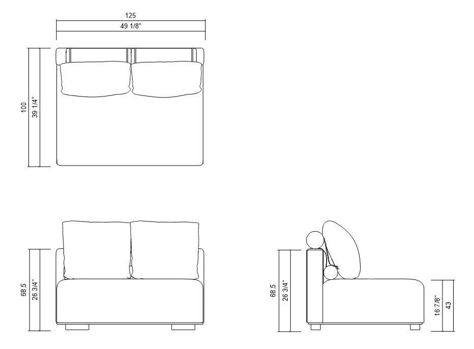 MODULO SIN BRAZOS 125 CM SINTRA