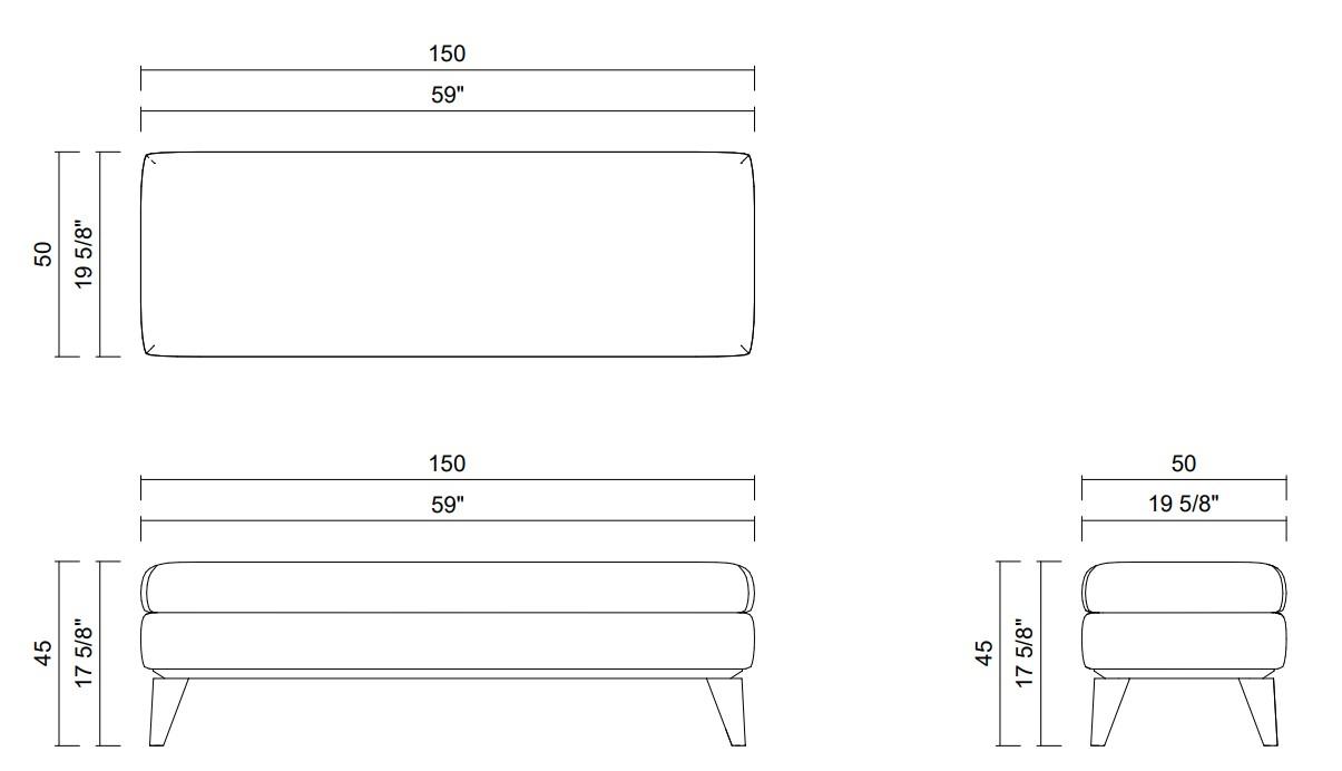 TRENNA BENCH 59" X 19 5/8"