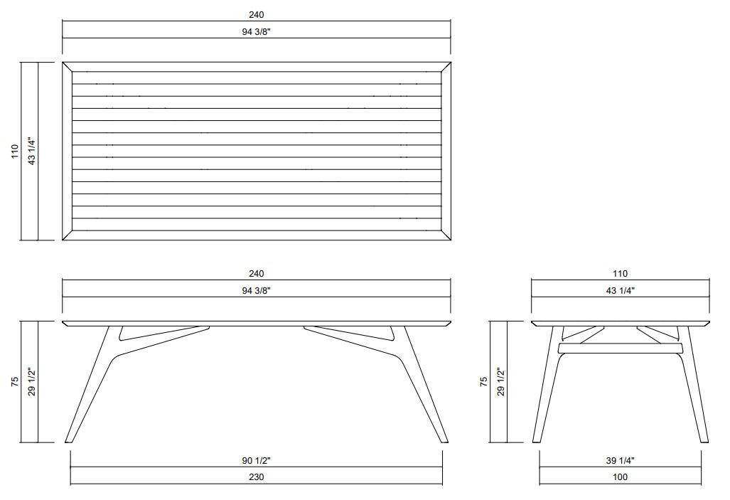 PONS DINING TABLE 94 3/8" X 43 1/4"